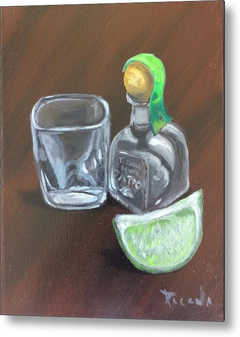 Patron Metal Print featuring the painting Mini Patron Shots by Holly Picano