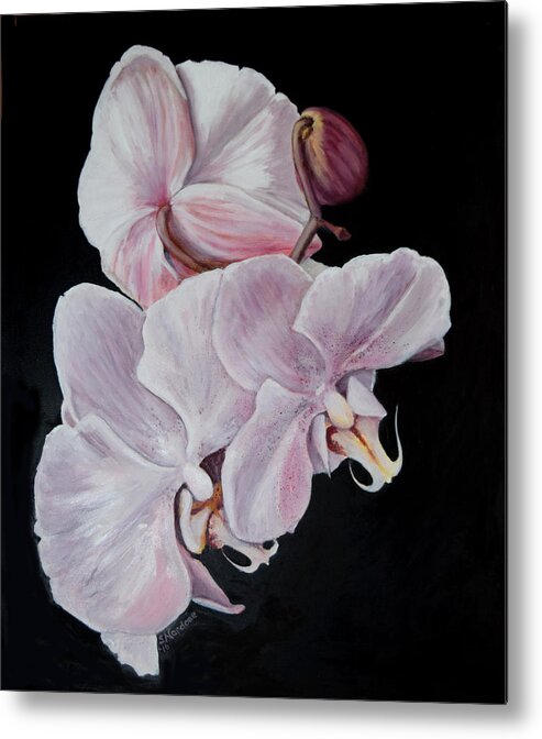 Orchids Metal Print featuring the painting Three Orchids by Sandra Nardone