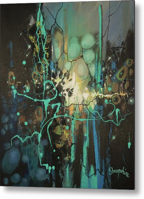 Deconstruction; Abstract; Abstract Expressionist; Contemporary Art; Tom Shropshire Painting; Shades Of Blue Metal Print featuring the painting Deconstruction by Tom Shropshire