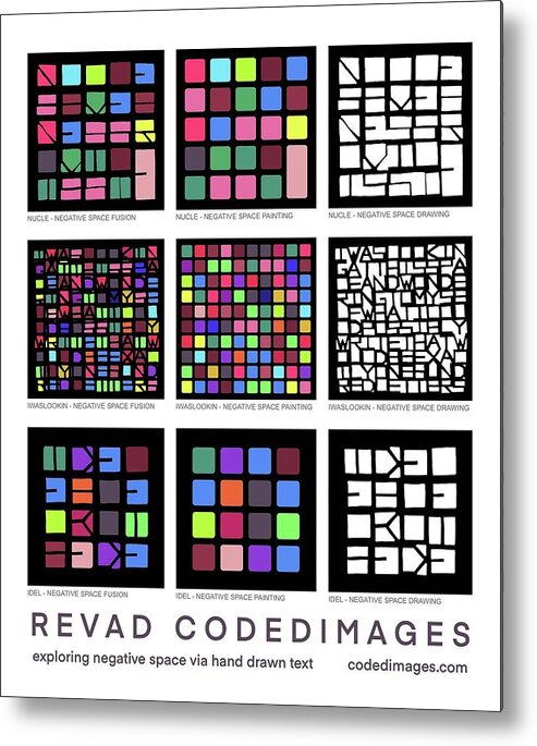 Abstract Metal Print featuring the drawing Negative Poster by Revad Codedimages