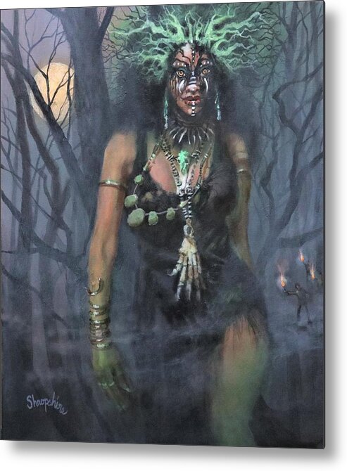  Voodoo Woman Metal Print featuring the painting Voodoo Woman by Tom Shropshire