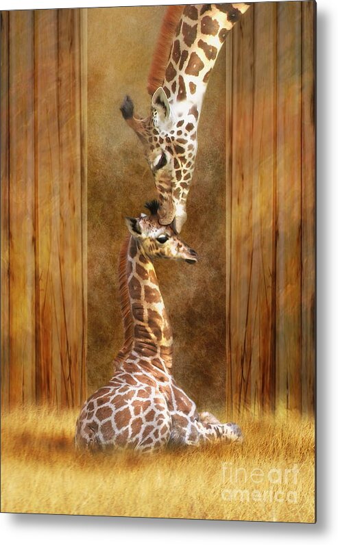 Giraffe Metal Print featuring the digital art Love ...... by Trudi Simmonds