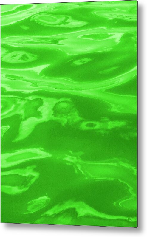 Multi Panel Metal Print featuring the digital art Colored Wave Green Panel Three by Stephen Jorgensen