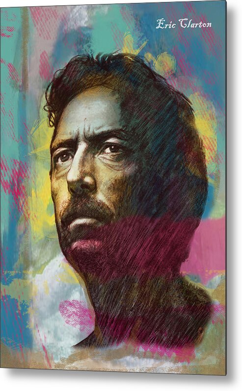 Eric Clapton Stylised Pop Art Drawing Poster. Pop Art Metal Print featuring the drawing Eric Clapton stylised pop art drawing poster by Kim Wang