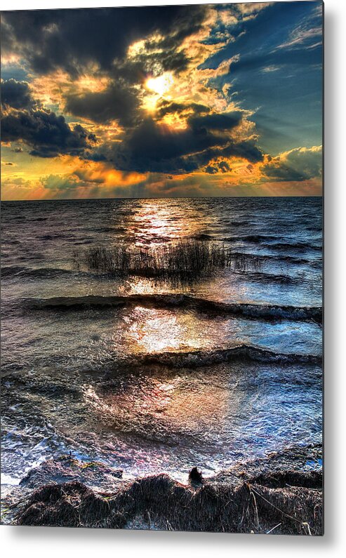 Outer Banks Metal Print featuring the photograph Outer Banks - Radical Sunset on Pamlico by Dan Carmichael