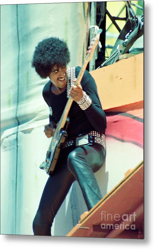 Phil Lynott Metal Print featuring the photograph Phil Lynott of Thin Lizzy - Black Rose Tour Day on the Green 7-4-79 by Daniel Larsen