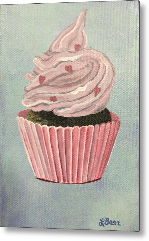 Cupcake Metal Print featuring the painting Pretty in Pink by Lisa Barr