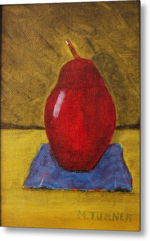 Pear Metal Print featuring the painting Red Pear by Melvin Turner