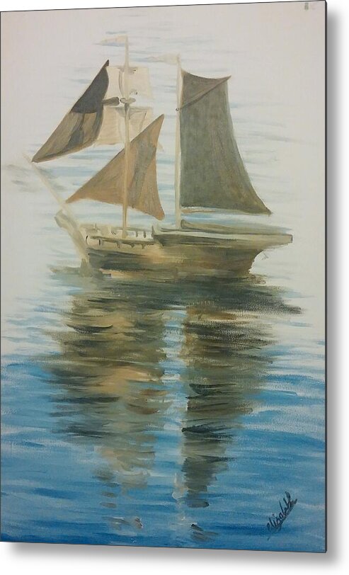 Galleon Metal Print featuring the painting Sailing Ship by Abbie Shores