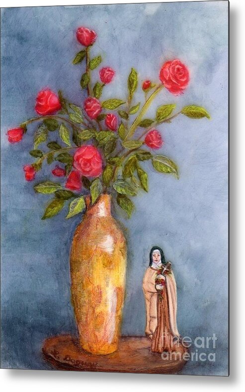 Roses Metal Print featuring the painting Saint Therese of the Little Flower by Lora Duguay