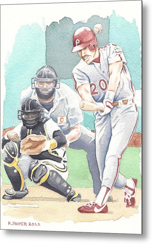 Philadelphia Phillies Metal Print featuring the painting Schmidty's 500th by Kenny Phifer