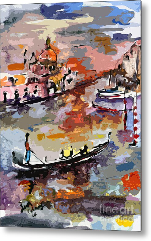 Italy Metal Print featuring the painting Abstract Venice Italy Gondolas by Ginette Callaway