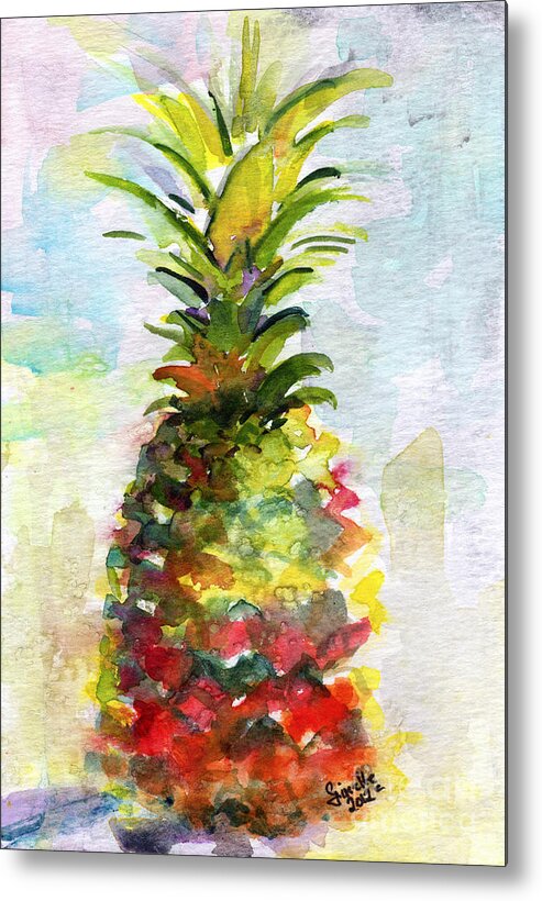 Pineapple Metal Print featuring the painting Pineapple Study Watercolor by Ginette Callaway