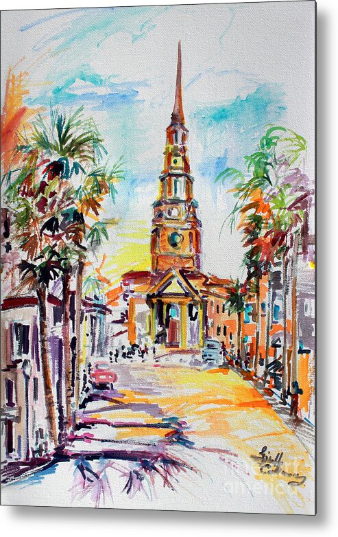 Charleston Metal Print featuring the painting Charleston South Carolina Episcopal Church by Ginette Callaway