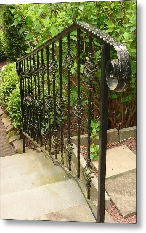 Wrought Iron Metal Print featuring the painting Down the Railing by Vickie G Buccini