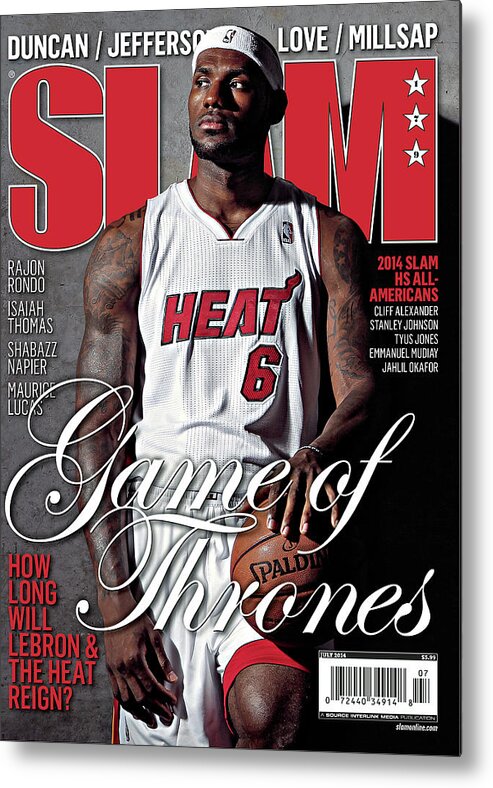 Lebron James Metal Print featuring the photograph Game of Thrones: How Long Will LeBron & The Heat Reign? SLAM Cover by Getty Images