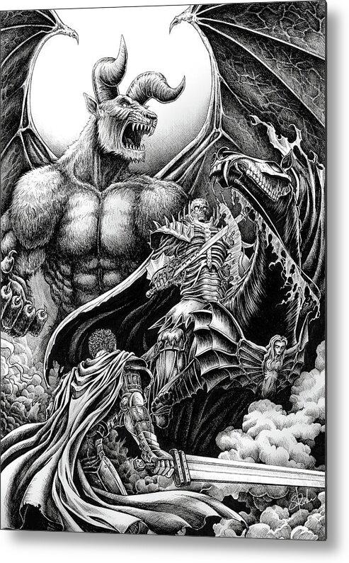 Berserk Metal Print featuring the drawing Berserk INKS by Sandra S Rush