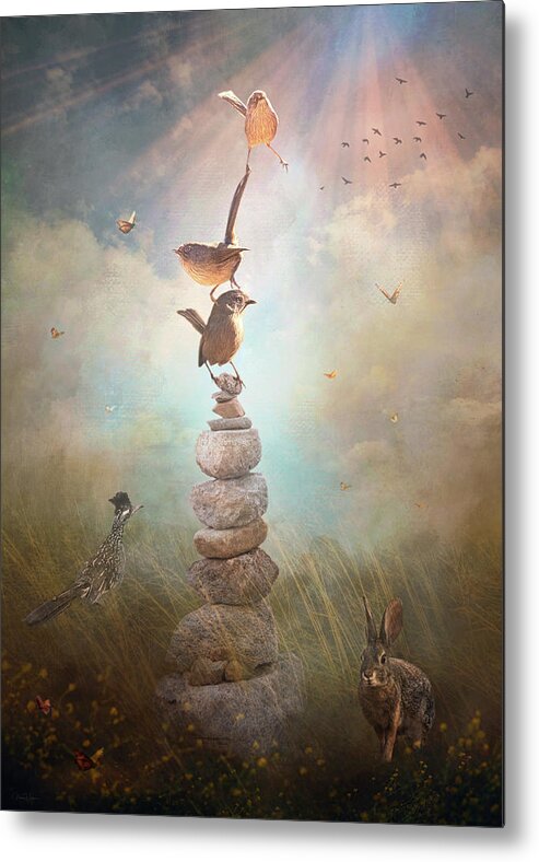 Wrens Metal Print featuring the digital art Happy Wrensday by Nicole Wilde