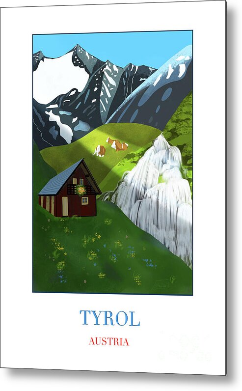 Tyrol Metal Print featuring the digital art Tyrol Austria by Lidija Ivanek - SiLa
