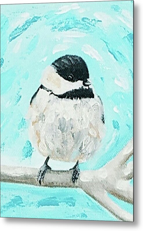 Winter Metal Print featuring the painting Winter Chickadee by Alexis King-Glandon