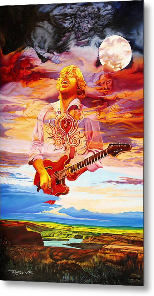 Trey Anastasio Metal Print featuring the painting Channeling the Cosmic Goo at the Gorge by Joshua Morton