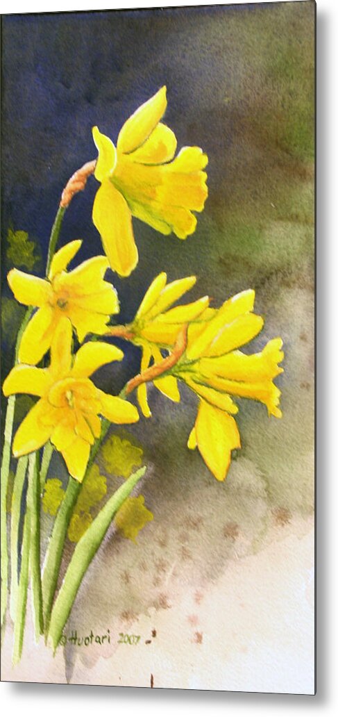 Rick Huotari Metal Print featuring the painting Daffodils by Rick Huotari