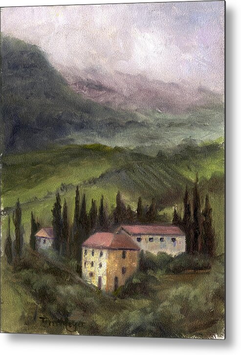 Tuscan Landscape Painting Metal Print featuring the painting Tuscan Landscape #2 by Terri Meyer