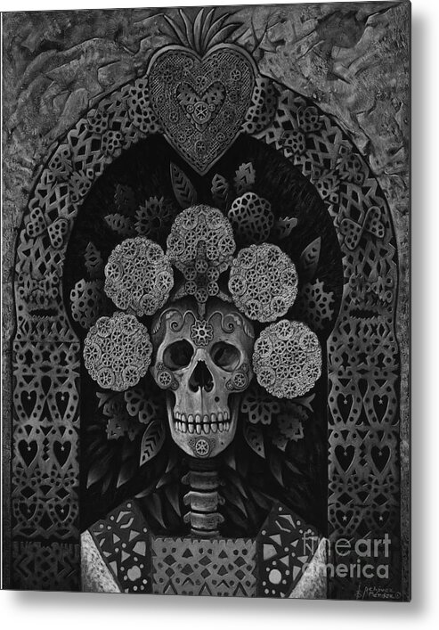 Dia-de-muertos Metal Print featuring the painting Dia De Muertos Madonna #1 by Ricardo Chavez-Mendez