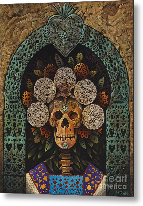 Dia-de-muertos Metal Print featuring the painting Dia De Muertos Madonna by Ricardo Chavez-Mendez
