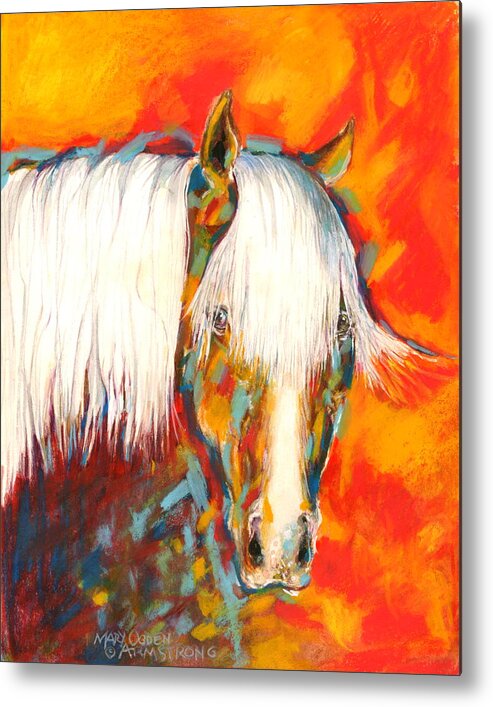 Animal Metal Print featuring the painting A Red Hot Head by Mary Armstrong