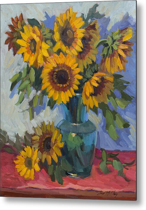 Sunflowers Metal Print featuring the painting A Sunflower Day by Diane McClary