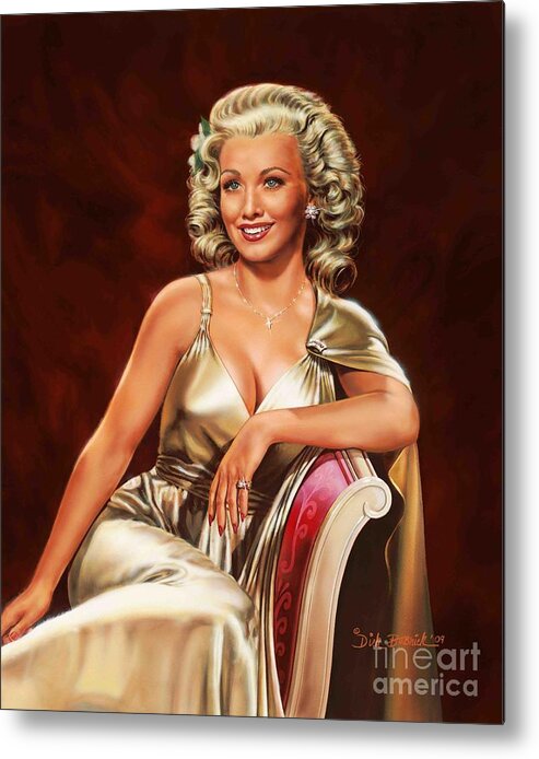 Portrait Metal Print featuring the painting Actress Carole Landis by Dick Bobnick