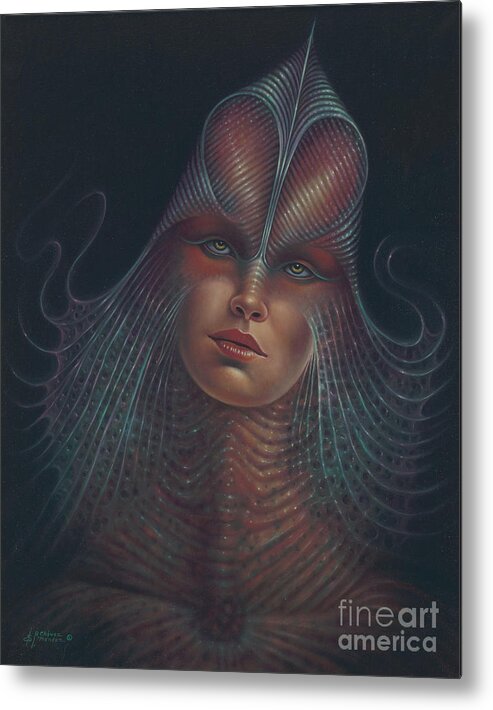 Sci-fi Metal Print featuring the painting Alien Portrait Il by Ricardo Chavez-Mendez