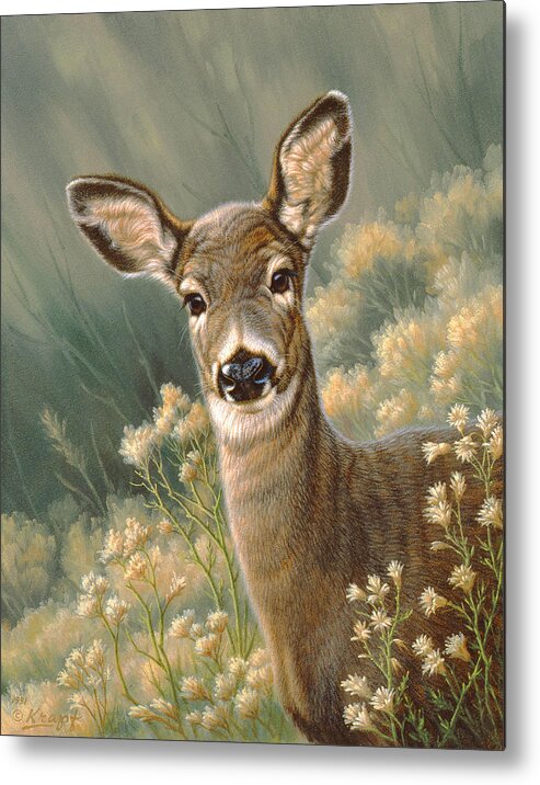 Wildlife Metal Print featuring the painting Autumn Fawn-Blacktail by Paul Krapf