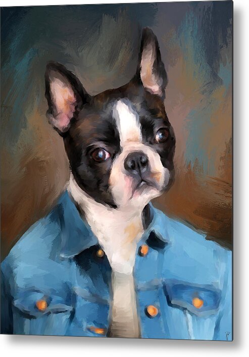 Art Metal Print featuring the painting Chic Boston Terrier by Jai Johnson
