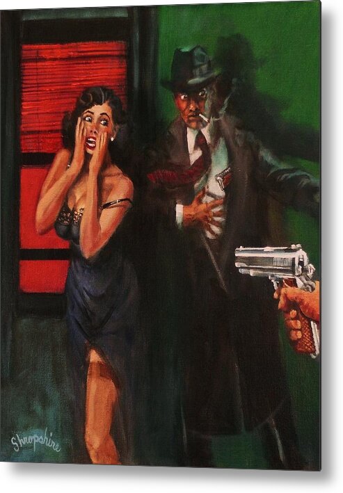  Art Noir Metal Print featuring the painting Deadly Surprise by Tom Shropshire