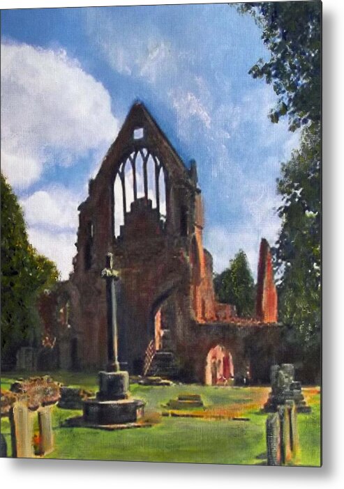 Abbey Metal Print featuring the painting A space to cherish DRYBURGH ABBEY by Richard James Digance