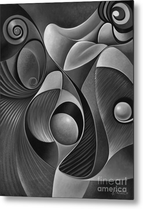 Female Metal Print featuring the painting Dynamic Series 22-Black and White by Ricardo Chavez-Mendez