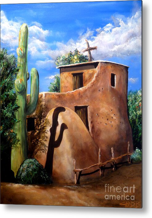 Arizona Metal Print featuring the painting Mission in the Sun by Chad Berglund
