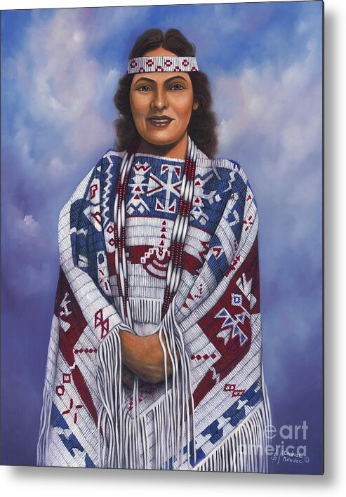 Portrait Metal Print featuring the painting Native Queen by Ricardo Chavez-Mendez
