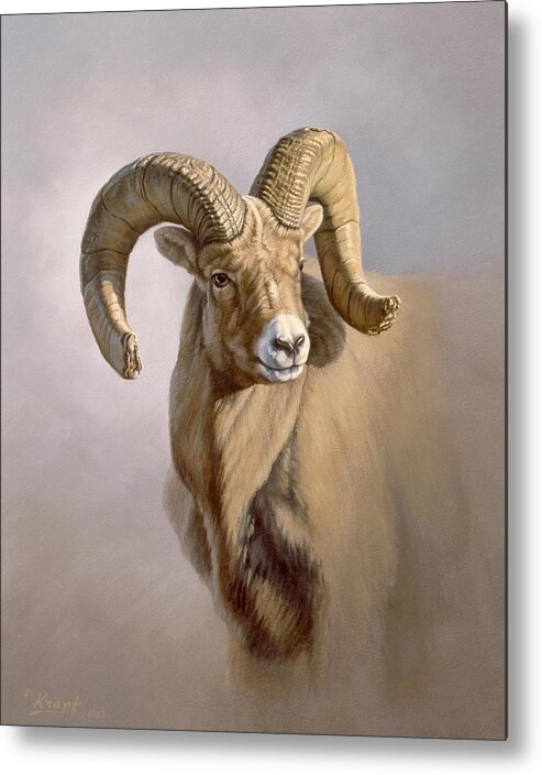 Wildlife Metal Print featuring the painting Ram Portrait by Paul Krapf