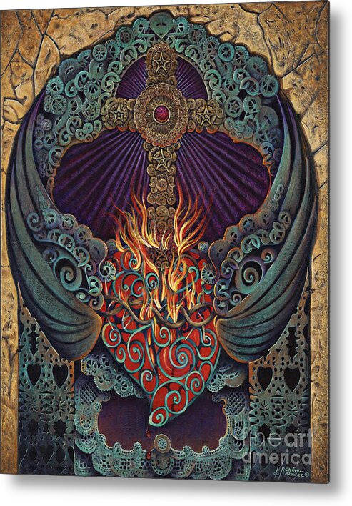 Sacred Metal Print featuring the painting Sacred Heart by Ricardo Chavez-Mendez