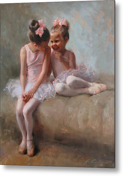 Children Metal Print featuring the painting Sharing Secrets by Anna Rose Bain