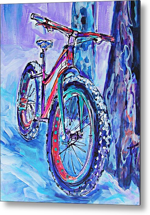 Bike Metal Print featuring the painting Snow Jam by Judy Rogan