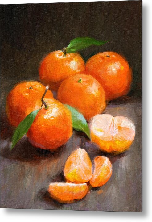 Tangerines Metal Print featuring the painting Tangerines by Robert Papp