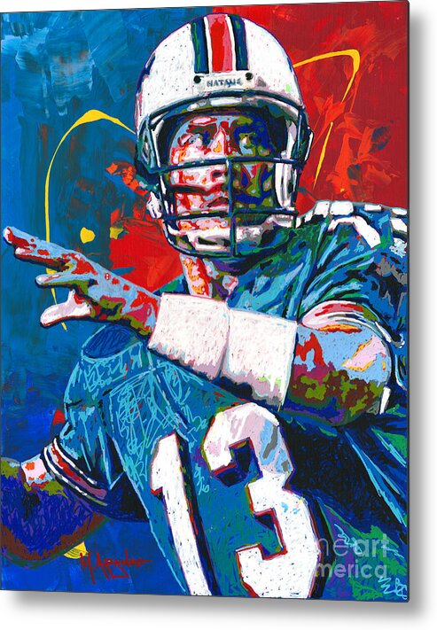 Dan Marino Metal Print featuring the painting The Greatest Dolphin by Maria Arango