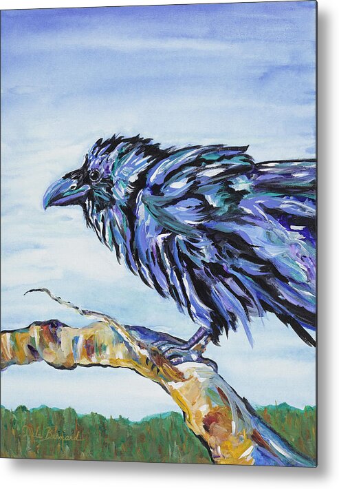 Raven Metal Print featuring the painting The Raven by Dale Bernard