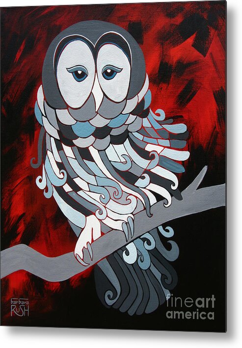 Owl Metal Print featuring the painting The Wise One by Barbara Rush