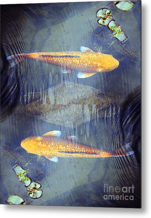 Koi Metal Print featuring the digital art Two Gold Fish 2 by Kristine Anderson