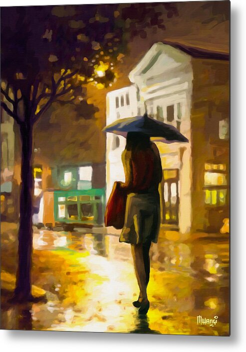 Night Metal Print featuring the painting Wet Night by Anthony Mwangi
